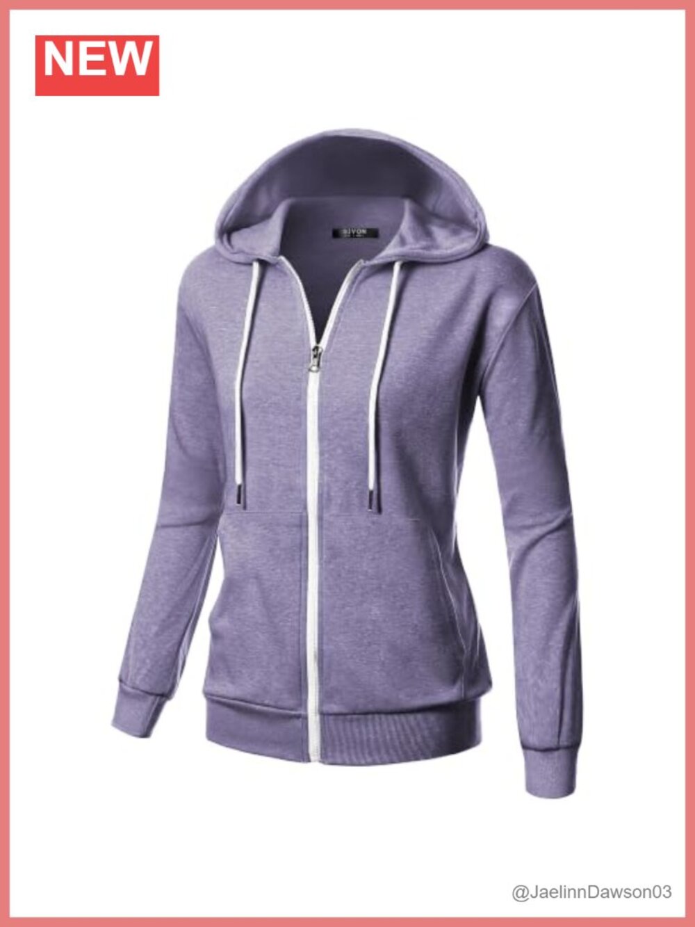 Womens Cotton Blend Full Zip Hoodie Casual Layering Hooded Jacket